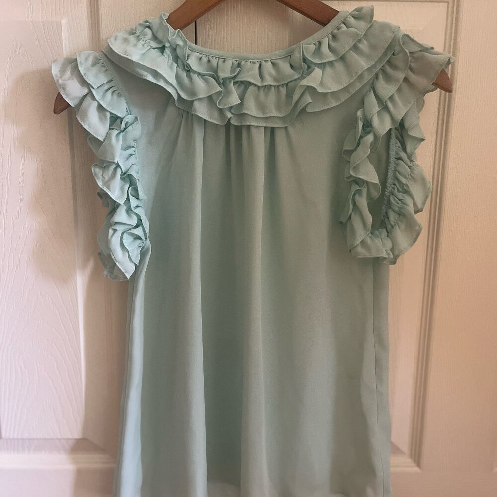 Light Blue Ruffle Blouse